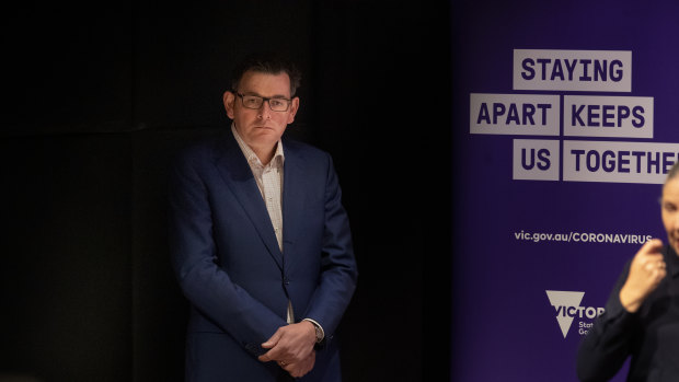 Premier Daniel Andrews during the press conference.