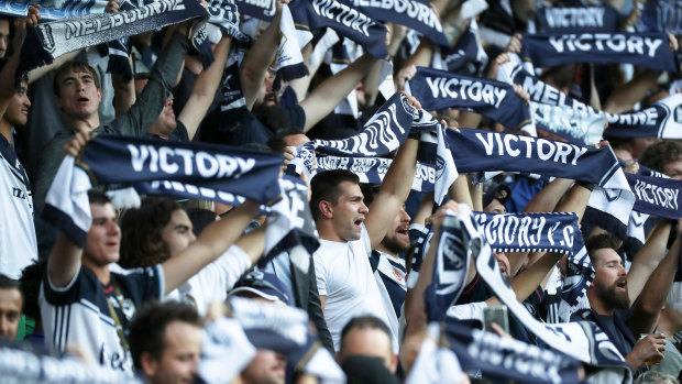 True Blues: Melbourne Victory fans out in support at AAMI Park on Friday night.