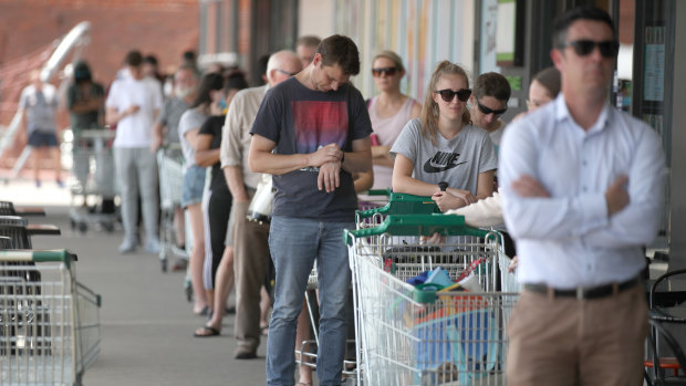 The announcement of the lockdown sparked panic buying in Adelaide on Tuesday afternoon. 