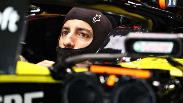 Pre-race focus: The Australian driver prepares to pilot his Renault Sport around the Suzuka circuit.