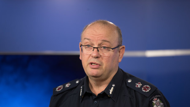 Chief Commissioner Graham Ashton addresses media after the scandal broke.