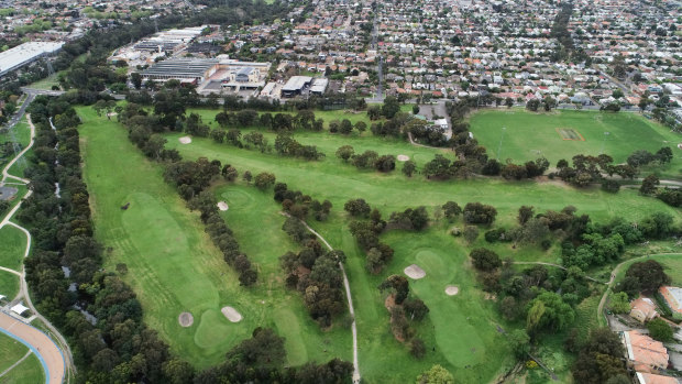 An aerial shot of the 24-hectare Northcote Golf Course.