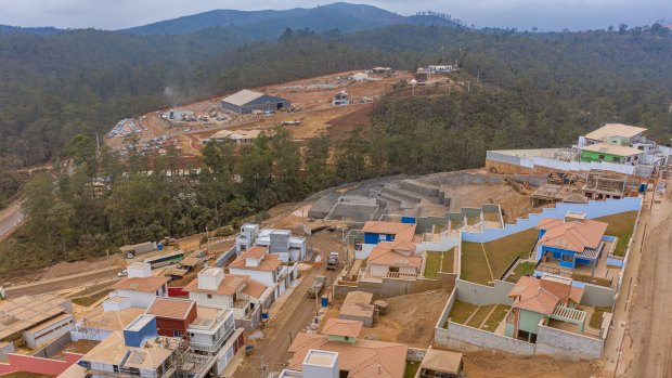 New houses being built in the Brazilian community of Bento Rodrigues following the 2015 collapse of BHP and Vale’s Fundao tailings dam.