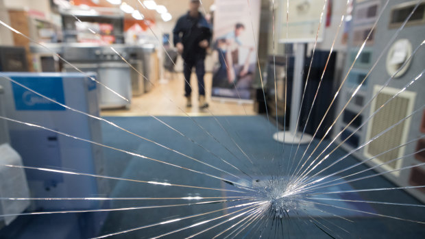 Several shop windows were also smashed in the crime spree.