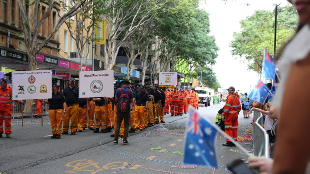 Queenslanders supported the ticker-tape parade in Brisbane's CBD in support of Queensland's fire heroes.