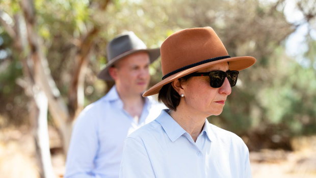 Friend and political confidante: Then NSW Premier Gladys Berejiklian and Kean at Mount Grenfell National Park and State Conservation area west of Cobar last year.