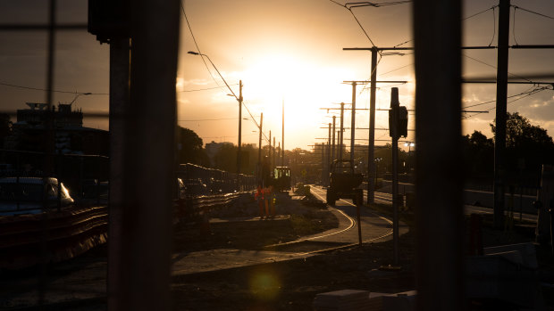 The light rail being constructed in Randwick last year.