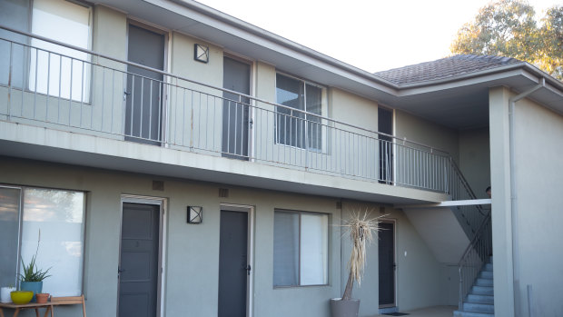 The Gardenvale block of units where a woman was found dead on Tuesday night. 