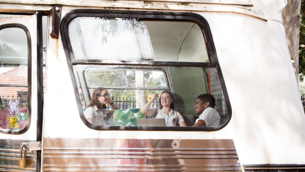 The bus, complete with powerpoints, is part of a broader shift within the school to improve students' wellbeing. 