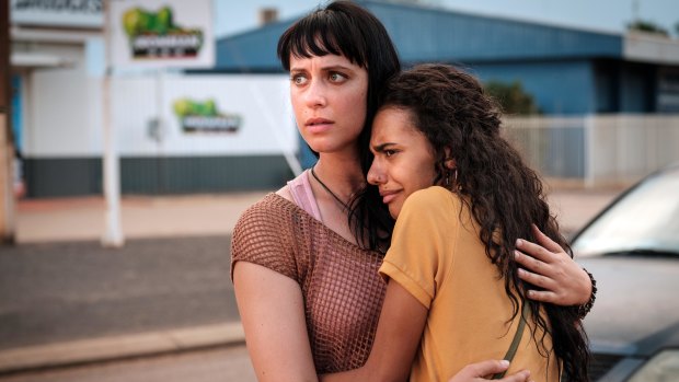 Jessica Falkholt, with Madeleine Madden, in ABC's Mystery Road. 