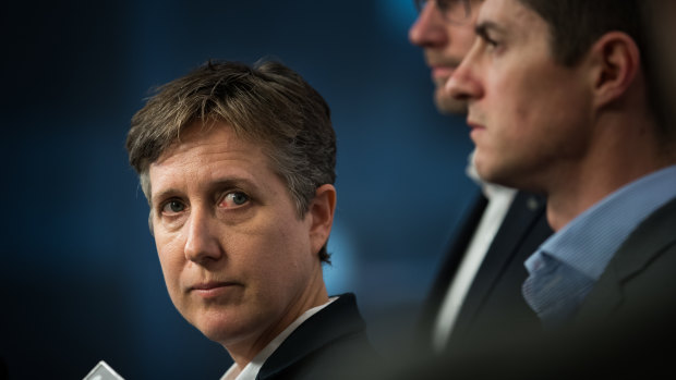 ACTU secretary Sally McManus fronts the media after a meeting with Mr Setka.