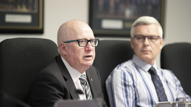 Planning minister Mick Gentleman (left) and planning chief Ben Ponton, who fronted the inquiry on Wednesday.