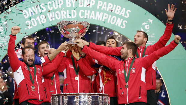 Croatia lift up the Davis Cup after beating France in the final.