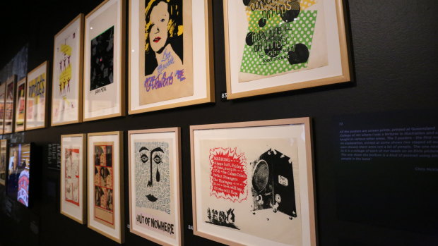 Some of the colourful screen-printed posters in the exhibition.
