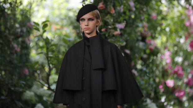 A model wears a creation for the Dior Haute Couture Fall-Winter 2020 fashion collection.