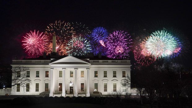 Fireworks are displayed over the White House as part of Inauguration Day ceremonies.