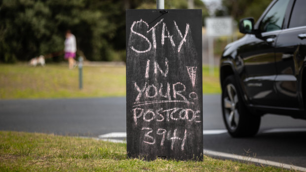 A pointed message to visitors spotted on a sign in the seaside town of Rye on the Mornington Peninsula.