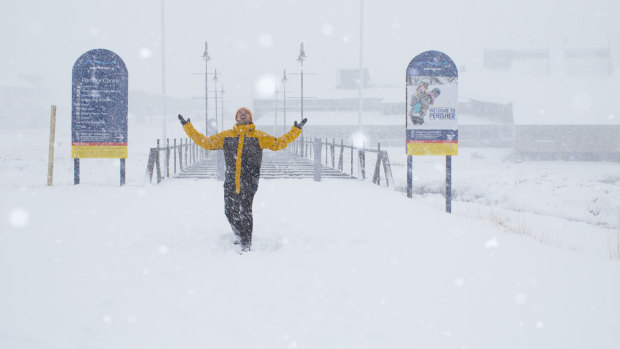 Perisher had 20cm of snow on Monday as the first blizzard of the season rolled into the resort.