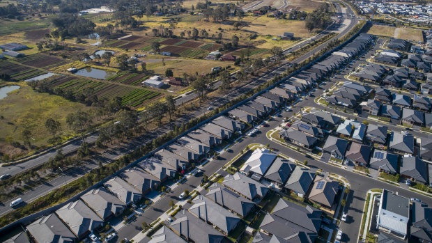 A housing estate in Leppington, south-west Sydney.