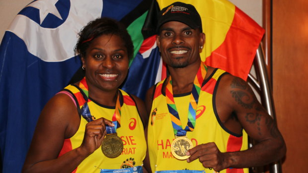 Elsie Seriat and Harold Matthew, both from Thursday Island, are part of the Indigenous Marathon Project. They ran the New york marathon in 2014. 