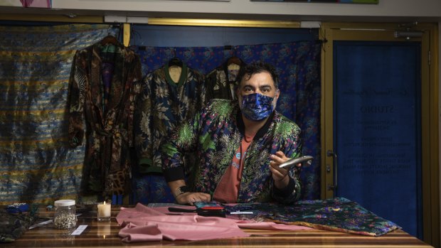 Artisan tie and bow tie maker Nicholas Atgemis has been making face masks during the pandemic.