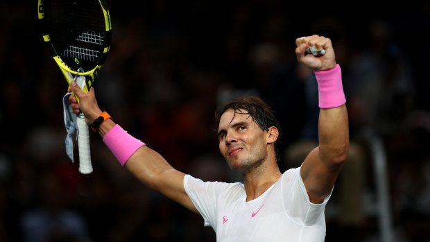 Rafael Nadal has stormed into the Paris Masters semi-finals.