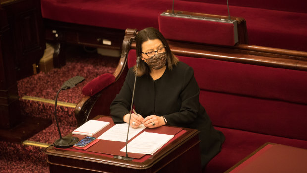 Health Minister Jenny Mikakos in Parliament.