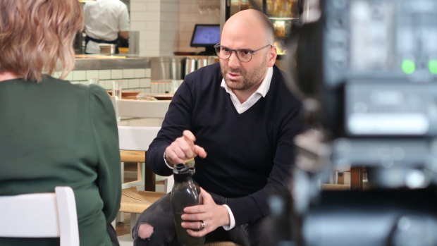 George Calombaris is interviewed by 7.30's Leigh Sales.