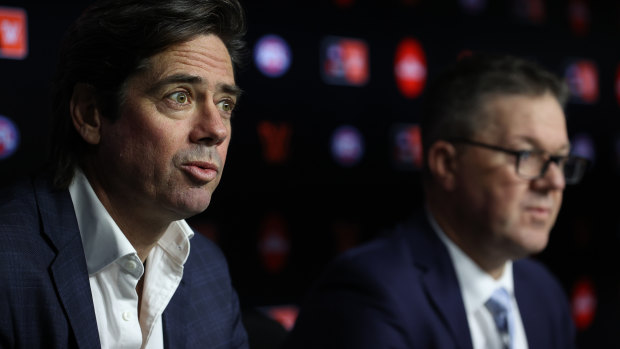 AFL chief Gillon McLachlan (left) and AFLPA chief Paul Marsh.