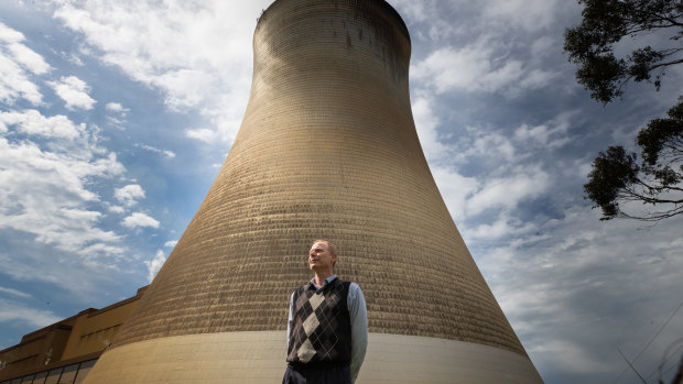Latrobe Valley GP Malcolm McKelvie at Yallourn power station. He is concerned about climate change and the effect of coal pollution on his patients. 