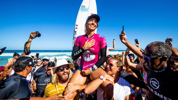 Soaking it in: Australia's 28-year-old Australian Sally Fitzgibbons is the world no.1.
