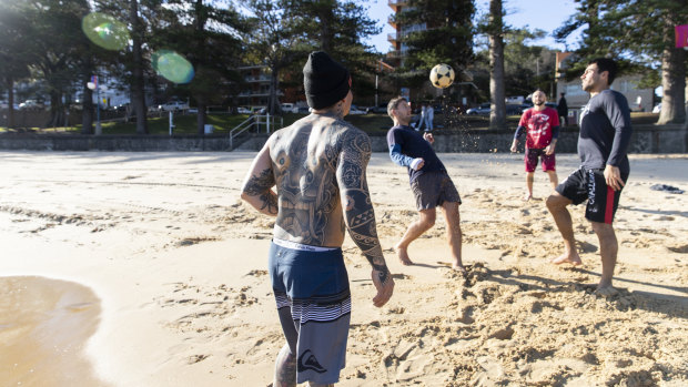 Warming up at Manly on Tuesday:  spring weather is just around the bend.