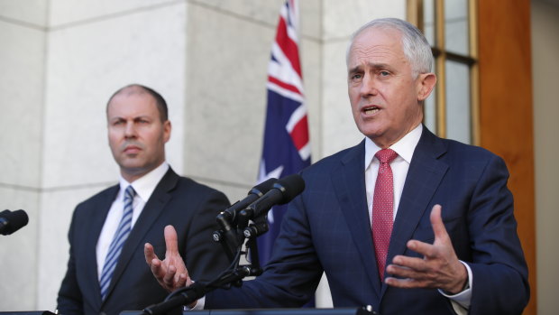 Prime Minister Malcolm Turnbull and Minister for Environment and Energy Josh Frydenberg on Tuesday. 