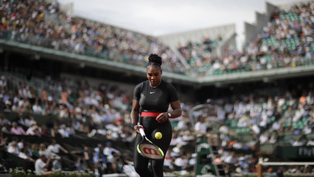 Serena Williams during her first round match against Krystina Pliskova at the French Open on Tuesday.