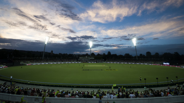 The Big Bash match between Sydney Thunder and Melbourne Renegades at Manuka Oval earlier this year. 