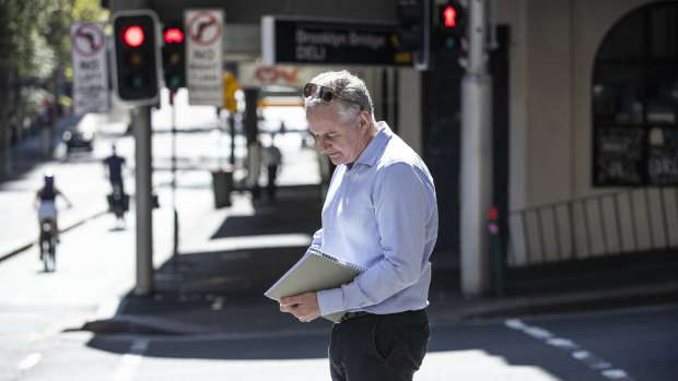 Nine CEO Hugh Marks after leaving Racing NSW following a meeting with ARLC chairman Peter V'landys.