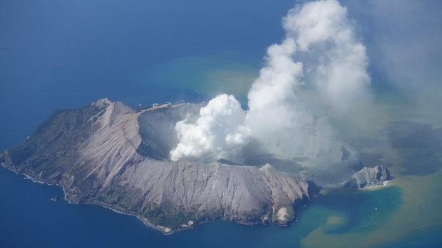Photos of White Island volcano two hours after the eruption on December 9, 2019.