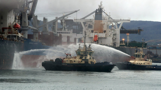 More than 100 firefighters battled the blaze at Port Kembla.