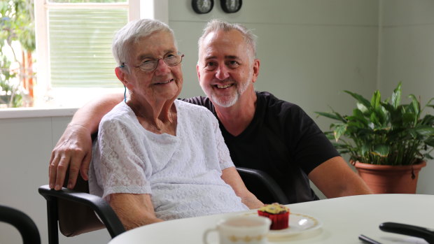Het Fergus, 92, and son Zeglar Fergus jnr at her Moorooka home.