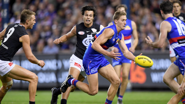 The Bulldogs' Aaron Naughton has been strong in defence, and is set to move forward.