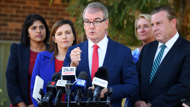 NSW Labor Leader Michael Daley speaks to the media at Milperra in Sydney.