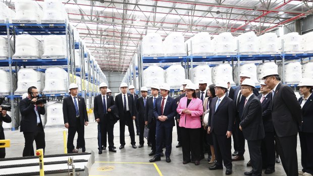 Chinese Premier Li Qiang visits the Tianqi Lithium plant in Kwinana, south of Perth.
