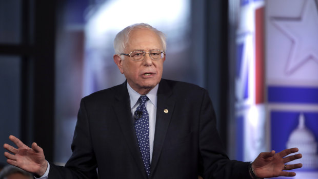 Not apologising: Senator Bernie Sanders speaks during a Fox News town-hall style event.