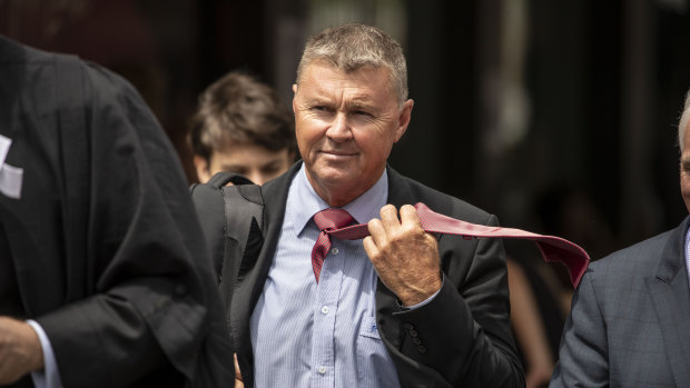 Ex-CFMEU boss David Hanna arrives at the Brisbane District Court on Thursday.