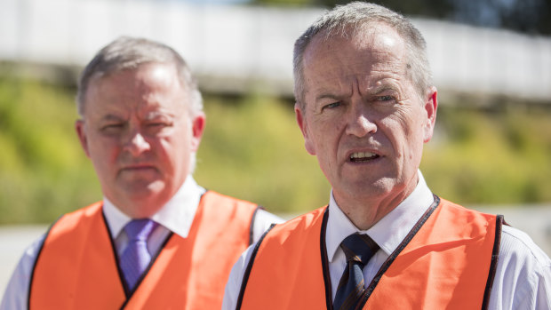 Frustrations in the Right are seen as a danger sign for Opposition Leader Bill Shorten, right, whose leadership rival Anthony Albanese, left, has set out an alternative vision for the party. 