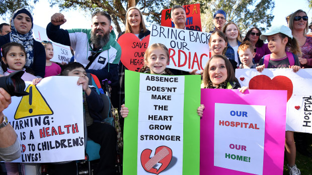The rally outside the Sydney Children's Hospital at Randwick last Sunday.