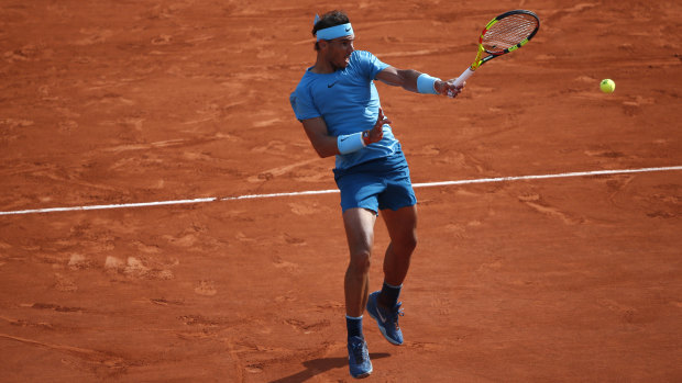 On fire: Rafael Nadal on his way to another French Open final. 