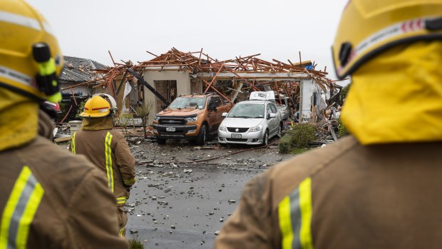 The scene after the gas explosion in the Christchurch suburb of Northwood.