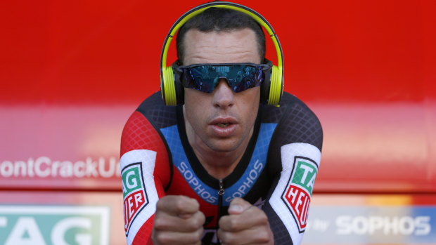 Speed demon: Richie Porte warms up in France.