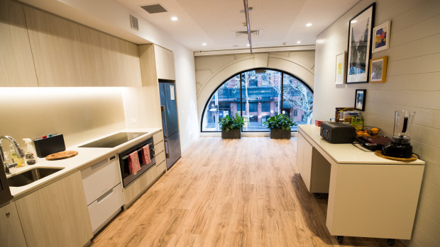 Melbourne City Mission’s Frontyard Youth Homeless Refuge has just opened. Here is one of the kitchens in the new centre.